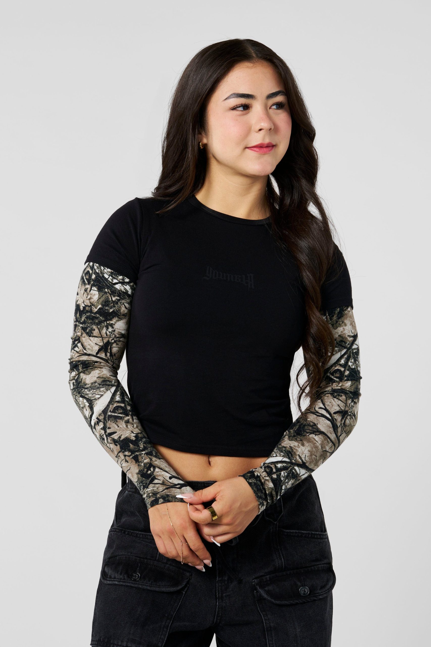 W4293 - Camo Twofer Baby Tee - Image 6